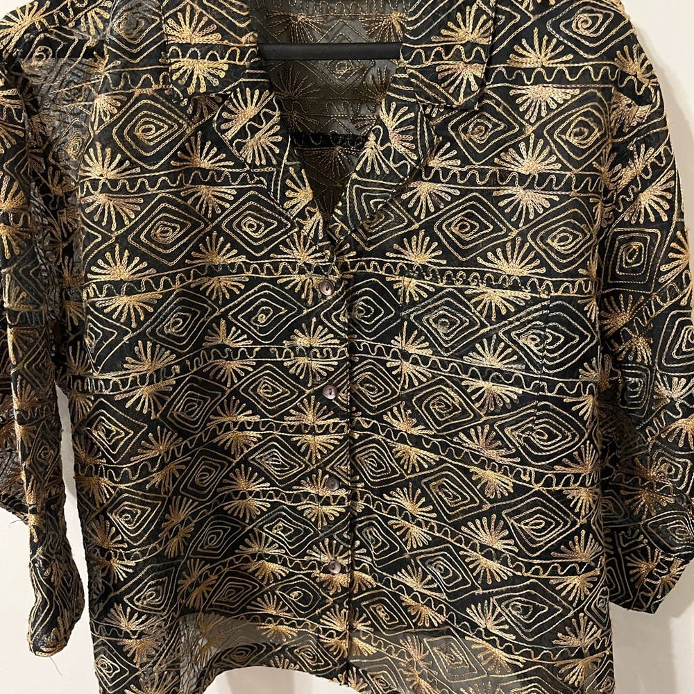 Chico's Blouse/Jacket 3/4 Sleeve, 100% Silk, Size XL